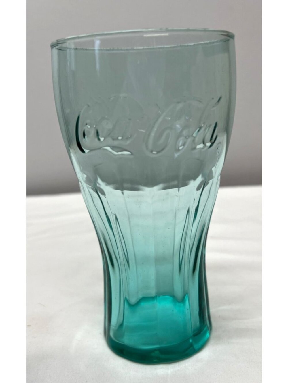 Coca-Cola Embossed Glass Tumbler 6 Inches Tall Classic Collectible Green